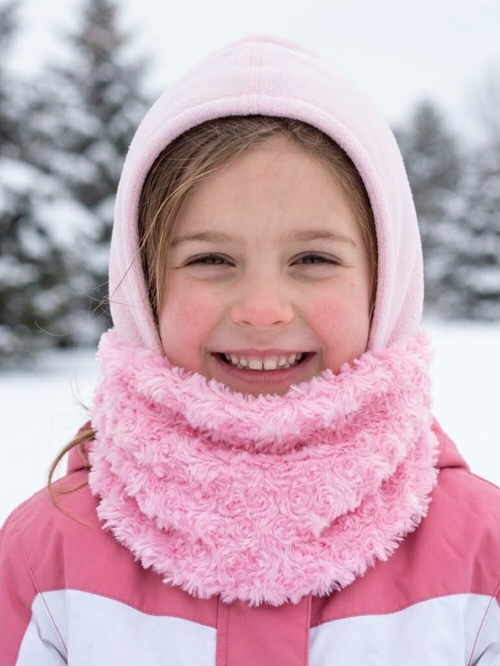 Turtle Fur Girls Kids Pink Fleece Rosette Balaclava Hat Neck Warmer Winter Warm